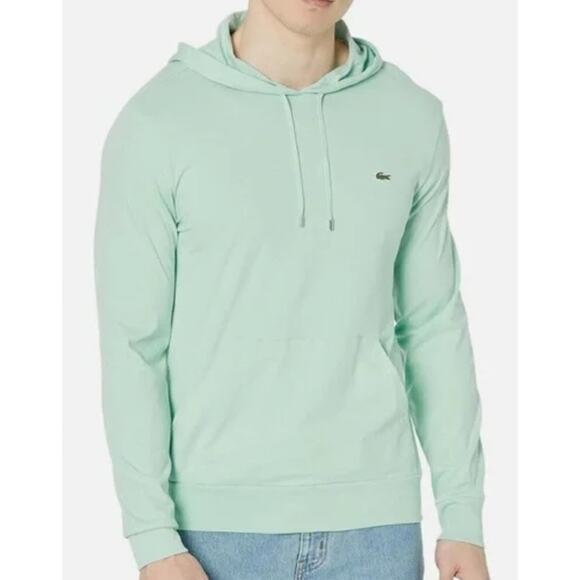 Lacoste Men's Contemporary Long Sleeve Hoodie Jersey T-Shirt Pastille Mint M - Picture 1 of 2